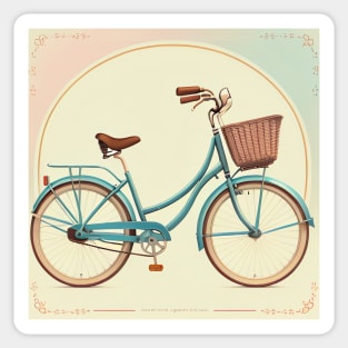 Realistic Illustration Vintage Bicycle Art in Retro Style Sticker